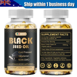 Premium Black Seed Oil Capsules 120 Softgels Nigella Sativa Black Cumin Seed Oil - Picture 1 of 9