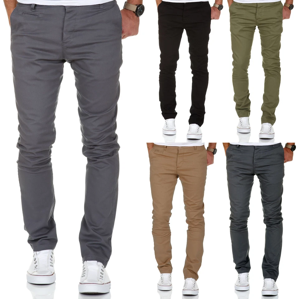 Pantalone chino uomo slim fit elasticizzato jeans beige/nero/navy/grigio 7100 - Immagine 1 di 1