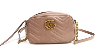 443497 GUCCI GG Marmont Cremallera Top Bolso de Hombro Pequeño Rosa Polvoriento Foto 1 de 4