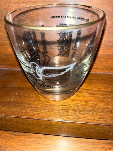 Vintage 1965 Indianapolis 500 Indy Gold Rimmed Drinking Glass Tony Hulman Cover