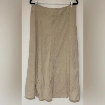 Falda midi Charter Club Luxury para mujer 100 % lino beige talla 14 Foto 1 de 4