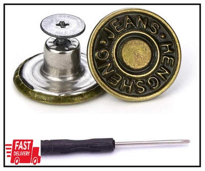 15 juegos de botones de jeans de repuesto, pantalones de mezclilla de metal extraíbles sin costuras de 17 mm Foto 1 de 2