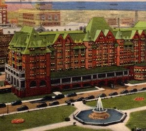 Postal de colección The Park Plaza & Central Hotels Atlantic City Nueva Jersey c1953 - Imagen 1 de 3