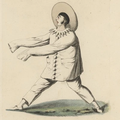 Nationaltheater Beske Pierrot Komödie Kostüm kolorierte Radierung um 1816 - Bild 1 von 3