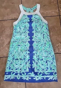 Lilly Pulitzer Dress Halter Bamboo/Koala blue and green Halter Size 12 - Picture 1 of 4