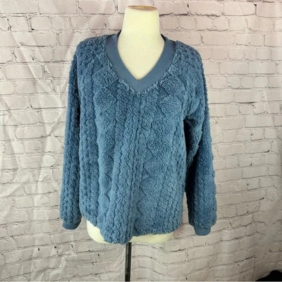 Suéter informal Lucky Brand para mujer M difuso con textura azul cuello en V Foto 1 de 4