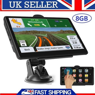 7'' Car Truck Sat Nav GPS Navigation Free Lifetime UK& EU Maps Touch Screen 8GB