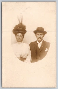 Postcard RPPC Woman Man Wearing Hats Married Couple Antique Karbo - Picture 1 of 2