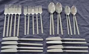 Vintage Erik Herlow Obelisk Flatware Set Of 26 Pieces Copenhagen Denmark MCM - Picture 1 of 6