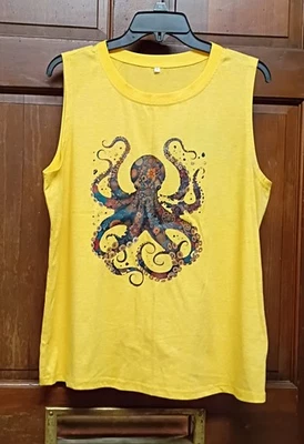 Camiseta regata amarela sem mangas polvo feminina tamanho XL sem marca - Imagem 1 de 4