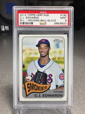 2014 Topps Heritage CJ Edwards #190 - PSA 9 - POP 1 (none graded higher) - Image 1 of 2