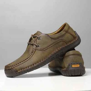 Scarpe casual fatte a mano mocassini uomo stringati spacco pelle taglie forti scarpe basse - Foto 1 di 27