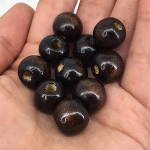 25X Brown Wooden Beads 16mm Round Wood Bead For DIY Macrame Craft 4mm hole - Picture 1 of 4
