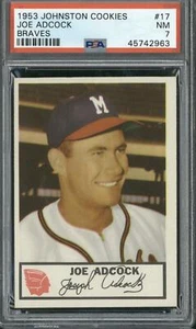Johnston Cookies Braves #17 1953 Joe Adcock PSA 7 - Imagen 1 de 2