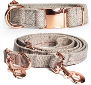 Dog Collar and Leash Set Durable Cotton Collar with Metal Buckle and Multifun... - Picture 1 of 7