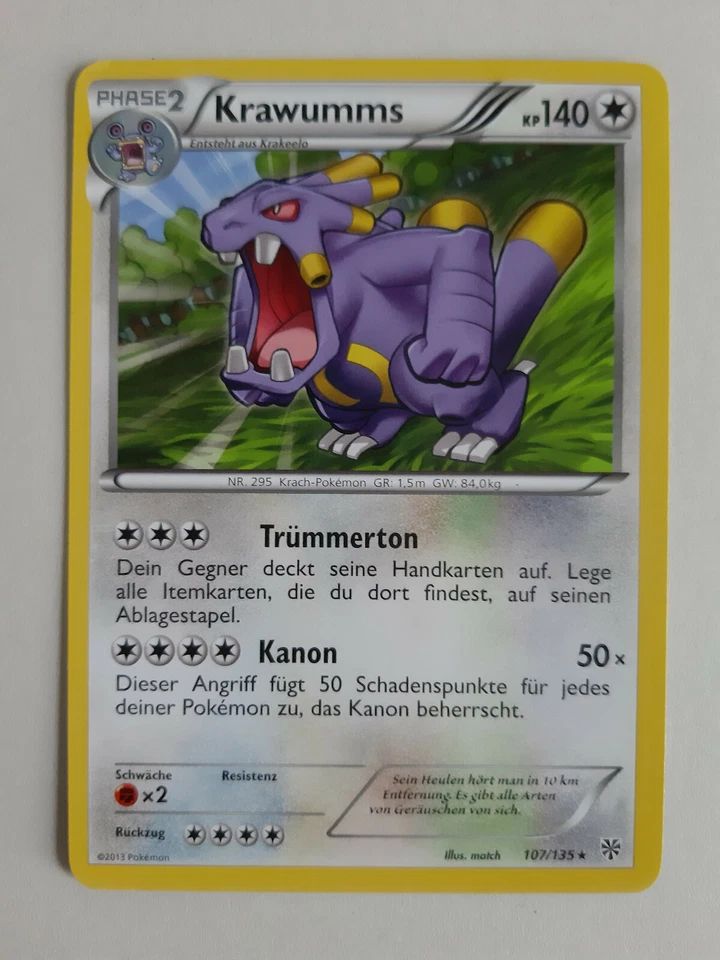 Pokemon Karte - Plasma-Sturm Nr. 107/135 Krawumms - Near Mint - Mit Hülle - Bild 1 von 1