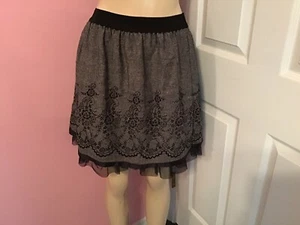 Jon Benbasset Gray Floral Lined Mini Skirt Size S - Picture 1 of 4