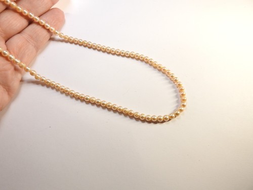 OFF WHITE Collana di perle finte bianche sporco 4 mm 19 pollici vintage