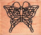 Impression Obsession ~ BUTTERFLY STAINED GLASS ~ Wood Mounted Rubber Stamp 