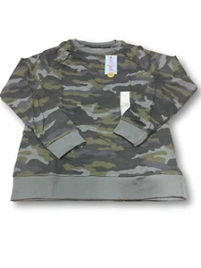 Boys' Camo Print Pullover Fleece Sweatshirt - Cat & Jack Gray/Green XXL (18)  - Picture 1 of 1