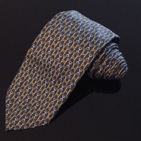 Brooks Brothers Men's Necktie Horse Bits 100% Silk Blue Yellow Tie (N)