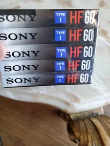 5 New Sealed Sony HF 60 Blank Cassette Tapes Type I 60 Minutes Hi-Fi Recording - Picture 1 of 7