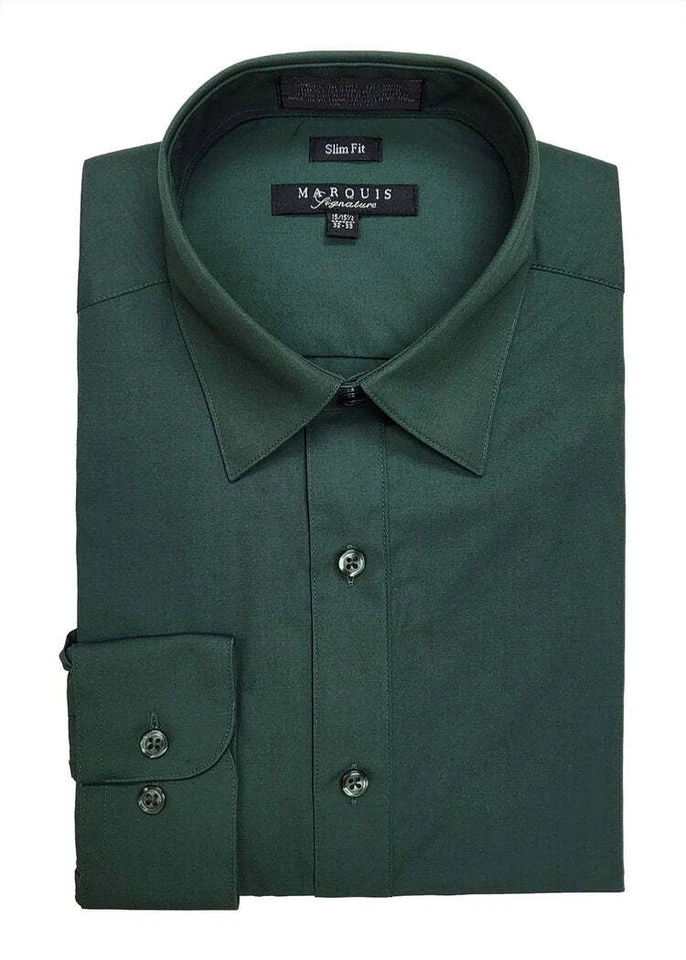 Camisa de Vestir Marquis 009SL Calce Ajustado Verde Bosque Foto 1 de 1