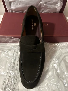 Bruno Magli Silas Mens 10.5 US Dark Brown Suede Slip On Penny Loafers BM3SILC1 - Picture 1 of 10