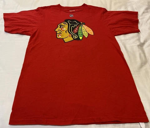 Mens Reebok NHL Chicago Blackhawks Patrick Sharp Jersey #10 Shirt Tee Size M Red Cover