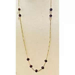 VTG Longline Chain And Bead Gold Tone Chain Link Necklace - Picture 1 of 5