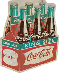 COCA COLA SIX PACK CARTON 36" HEAVY DUTY USA METAL AGED COKE ADVERTISING SIGN