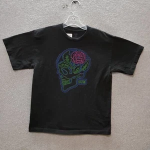 VANS Boys T-Shirt XL Black Floral Rose Skull Graphic Logo Short Sleeve READ - Picture 1 of 7