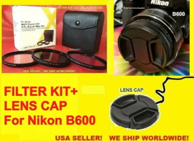 B600: KIT FILTRO UV CPL FLD+TAPA LENTE A CÁMARA NIKON B600 Polarizador Fluorescente Foto 1 de 4