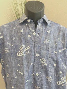 NEW MENS SMALL CORONA BEER LOGO SHORT SLEEVE BUTTON DOWN SHIRT - Picture 1 of 4