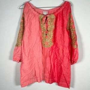 Blusa Soft Surroundings para mujer nueva con etiquetas talla XL ombre desvanecida a rayas 100 % lino - Imagen 1 de 8
