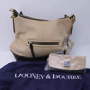 NEW Dooney & Bourke XL Sophie Hobo Bag Mud & Black Handbag & Wallet - Picture 1 of 16