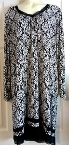 Vestido Anne Klein Blanco y Negro Filagree Elástico Ligero Tejido Talla S - Imagen 1 de 8