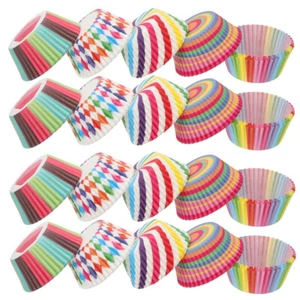 500 Stück Geschenkpapier Etui Muffinfolien Regenbogen Muffin Backformen Cupcake Liner - Bild 1 von 12