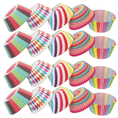 500 Stück Geschenkpapier Etui Muffinfolien Regenbogen Muffin Backformen Cupcake Liner - Bild 1 von 4