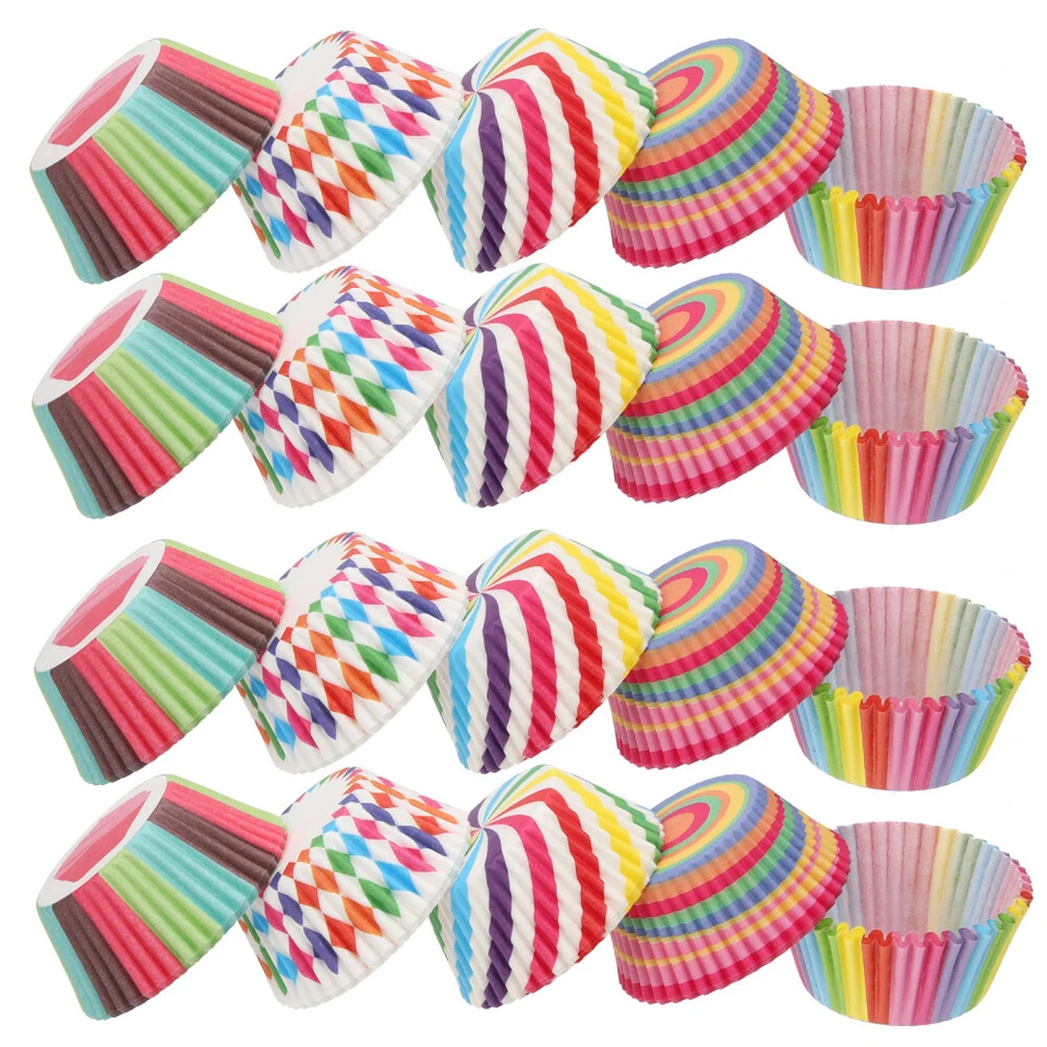500 Stück Geschenkpapier Etui Muffinfolien Regenbogen Muffin Backformen Cupcake Liner - Bild 1 von 4