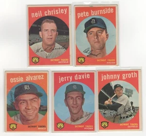 1959 Topps 5-Card Tigers Lot w Groth Chrisley Burnside VINTAGE STAR F-NM LOL2 - Bild 1 von 2