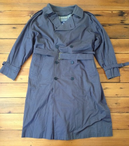 Trench cappotto doppiopetto cotone grigio Burberry Prorsum fodera lana 42R 52" petto