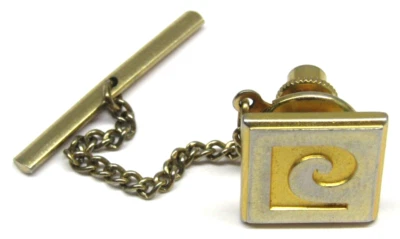 Pierre Cardin Logo Tie Pin Tack Lapel Gold Mens Vintage Formal Wear Jewelry Gift - Image 1 of 4