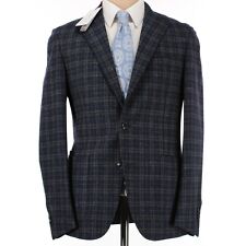 Luciano Barbera NWT Wool/Silk/Linen Sport Coat Size 50R US 40 in Blue/Gray Plaid
