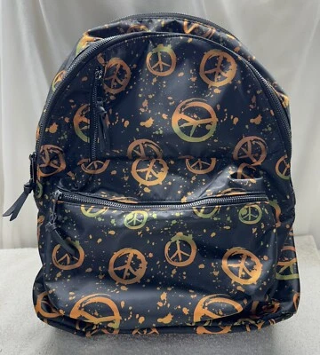 Large Peace Sign Themed Backpack 15 Inches Excellent  - Image 1 of 4