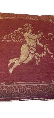 Vintage Red Cherub Cupid Angel Decorative Throw Pillow - Image 1 of 4