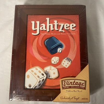 2005 Yahtzee Vintage Game Collection Wooden Bookshelf Edition Retro Wood Box - Image 1 of 4
