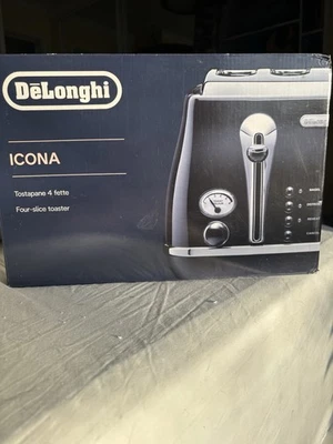DeLonghi CTO4003.BK  Icona 4 Slice Toaster -Shiny Black Brand NEW - image 1 of 3