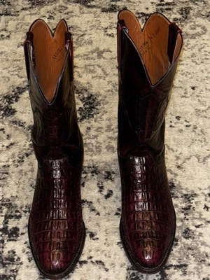 Botas de Vaquero Lucchese Classics Negro Cereza Hornback Caimán Para Hombre 9.5 D – Raras Foto 1 de 4