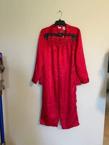 ENCHANTING WOMEN'S 3 PC PAJAMA SET.SIZE:M(10-12) RED SATIN CAMI, PANTS, ROBE NEW - Picture 1 of 8
